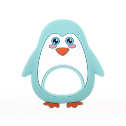 Baby Food Grade Silicone Animal Teething Toy Penguin - Turquoise