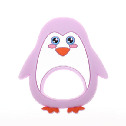 Baby Food Grade Silicone Animal Teething Toy Penguin -Lilac