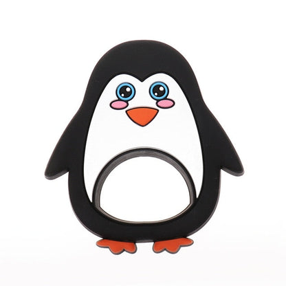 Baby Food Grade Silicone Animal Teething Toy Penguin - Black