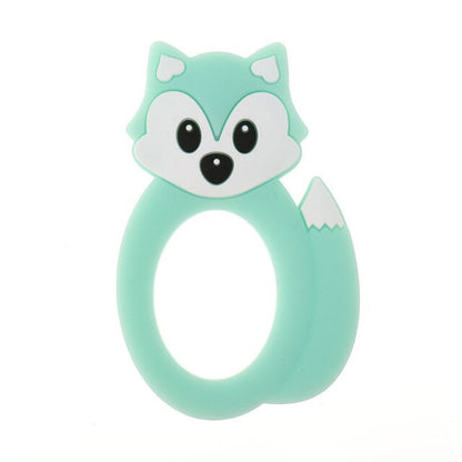 Baby Food Grade Silicone Animal Teething Toy Fox Light Green