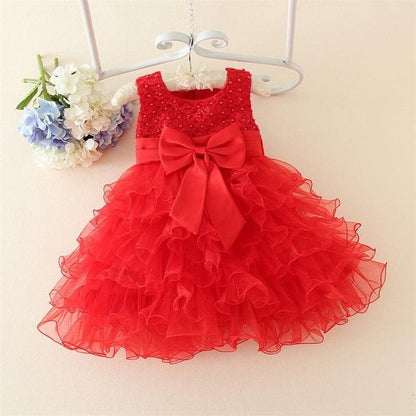 Baby Girls Purple Ruffle Tulle Cake Dress (Age 3m-24m) Red