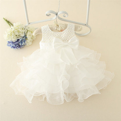 Baby Girls Purple Ruffle Tulle Cake Dress (Age 3m-24m) White