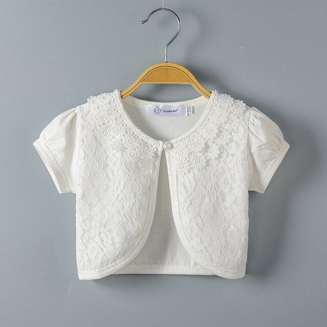 Girls Lace Cropped Jacket (Age 24M-8YRS) White