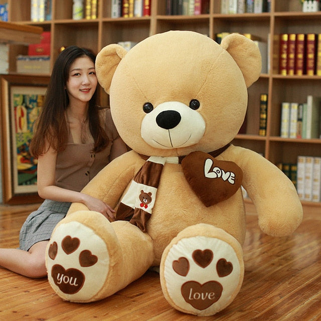 Large Plush “Love You” Teddy Bear Gift 60cm - 100cm Tan