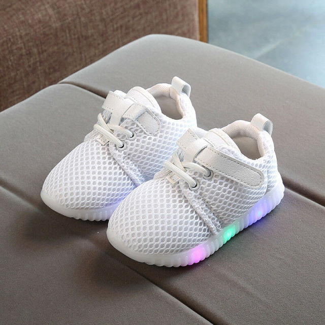 Kids LED Light Up Trainers Shoes White