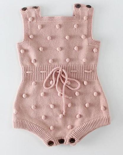 Baby Knitted Pom Pom Romper (Age Newborn - 24M) Pink