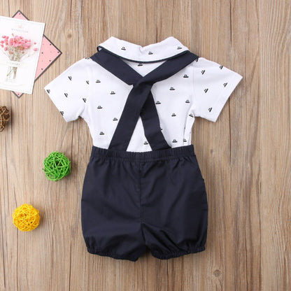 Boys Romper Shirt & Dickie Bow (Age 6M-24M)