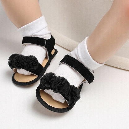 Baby Girls Ruffle Sandals (Age Newborn - 18M) Black