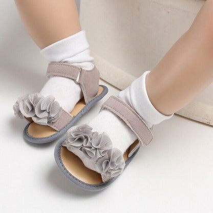 Baby Girls Ruffle Sandals (Age Newborn - 18M) Gray