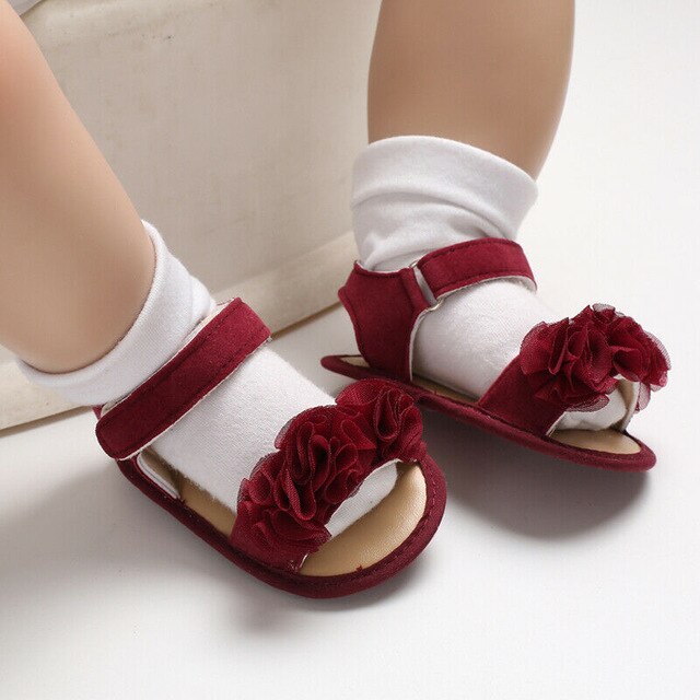 Baby Girls Ruffle Sandals (Age Newborn - 18M) Red