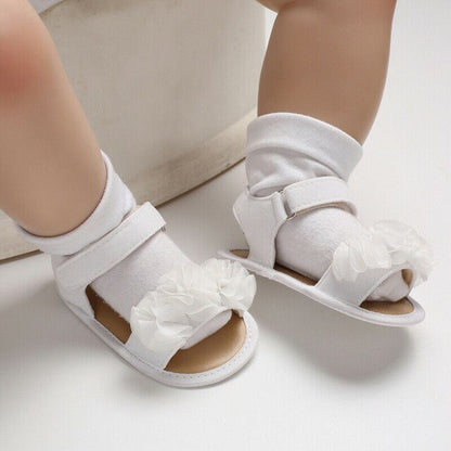 Baby Girls Ruffle Sandals (Age Newborn - 18M) White