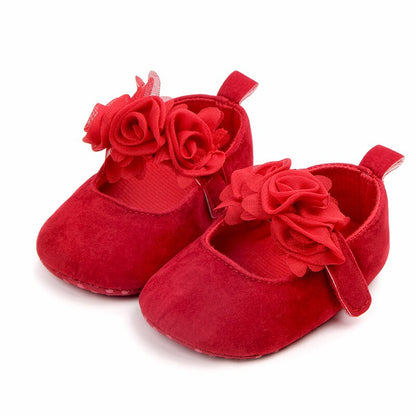 Baby Girls Floral Shoes (Age Newborn - 18m) Red