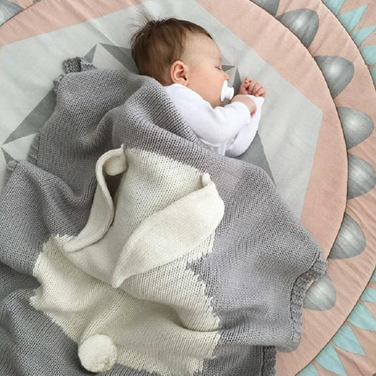 Baby Knitted Rabbit Receiving Swaddle Blanket