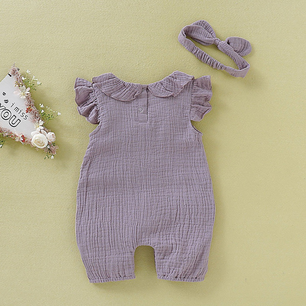 Baby Girls Romper & Headband Set (Age 3M - 18M)