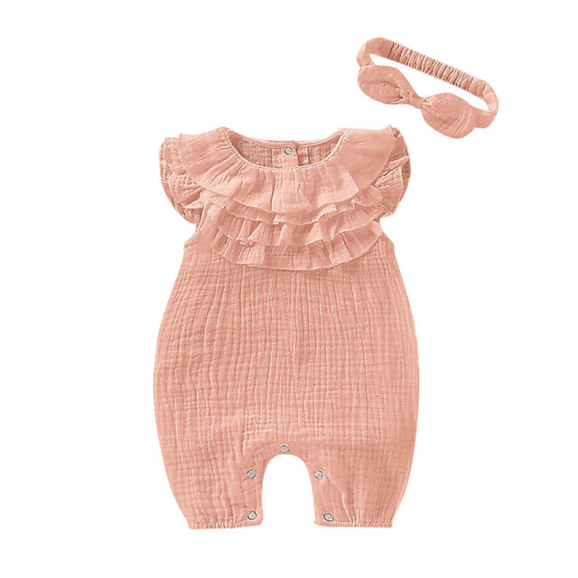 Baby Girls Romper & Headband Set (Age 3M - 18M) Pink