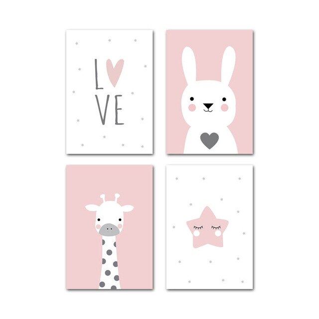 Baby Nursery Wall Art Poster Picture 4 Pcs Set