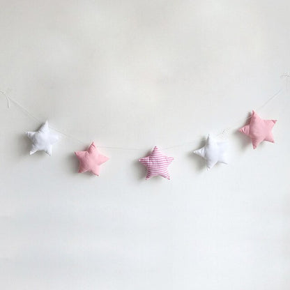 Hanging Star Nursery Decoration - 150cm Pink-White