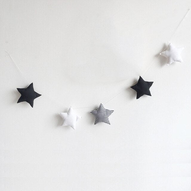 Hanging Star Nursery Decoration - 150cm Black-White