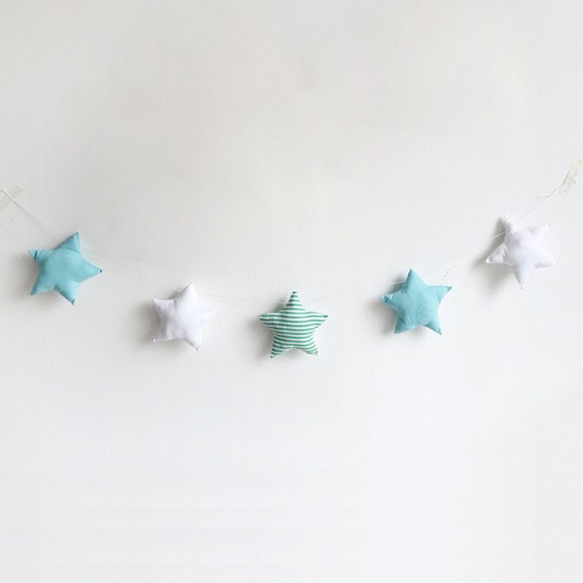 Hanging Star Nursery Decoration - 150cm Green-White