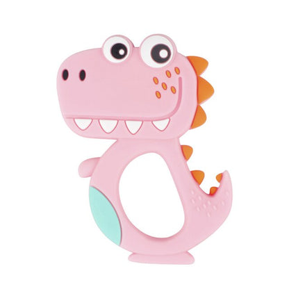 Baby Food Grade Silicone Animal Teething Toy Pink Dino