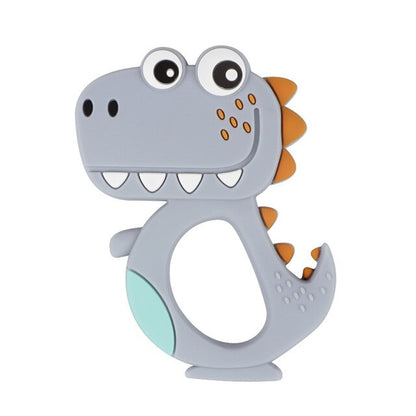 Baby Food Grade Silicone Animal Teething Toy Grey Dino