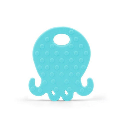 Baby Food Grade Silicone Animal Teething Toy Blue Octopus