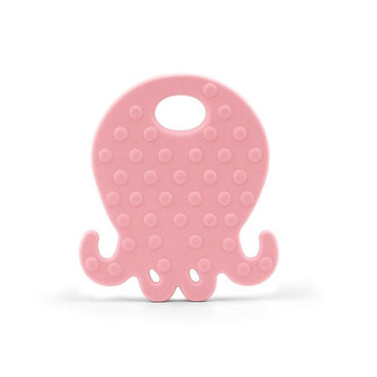 Baby Food Grade Silicone Animal Teething Toy Pink Octopus