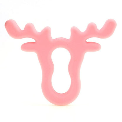 Baby Food Grade Silicone Animal Teething Toy Pink Deer