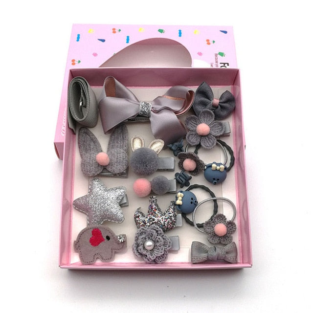 Baby Girls Hair Ties - 18 Packs Gray 18PCS (Box)