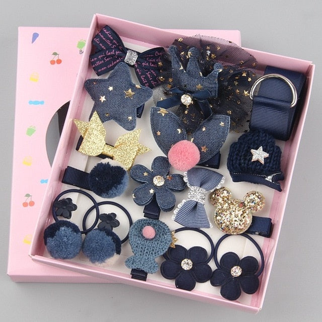 Baby Girls Hair Ties - 18 Packs Navy 18PCS (Box)