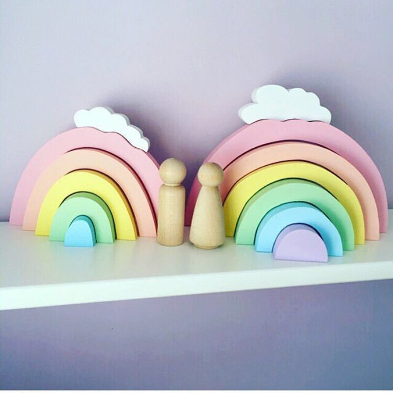 Baby Wooden Stacking Rainbow Toy Multicolour