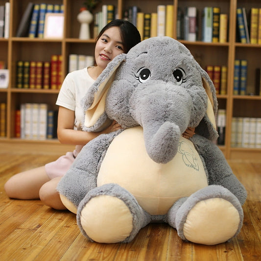 Large Plush Flappy Ear Elephant Stuffed Toy 38-98cm Grey