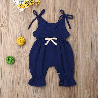 Baby Girls Sleeveless Romper (Age 3m-18m) Navy