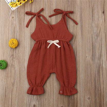 Baby Girls Sleeveless Romper (Age 3m-18m) Brown