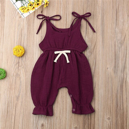 Baby Girls Sleeveless Romper (Age 3m-18m) Burgundy