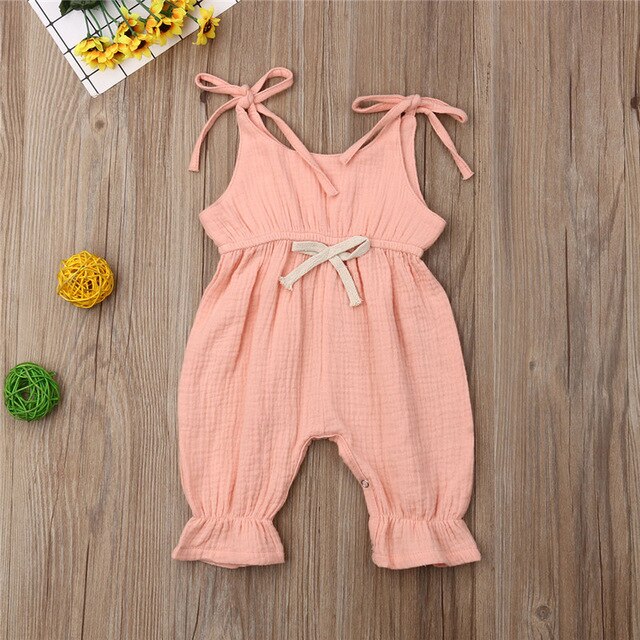 Baby Girls Sleeveless Romper (Age 3m-18m) Pink