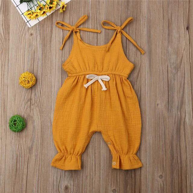 Baby Girls Sleeveless Romper (Age 3m-18m) Yellow