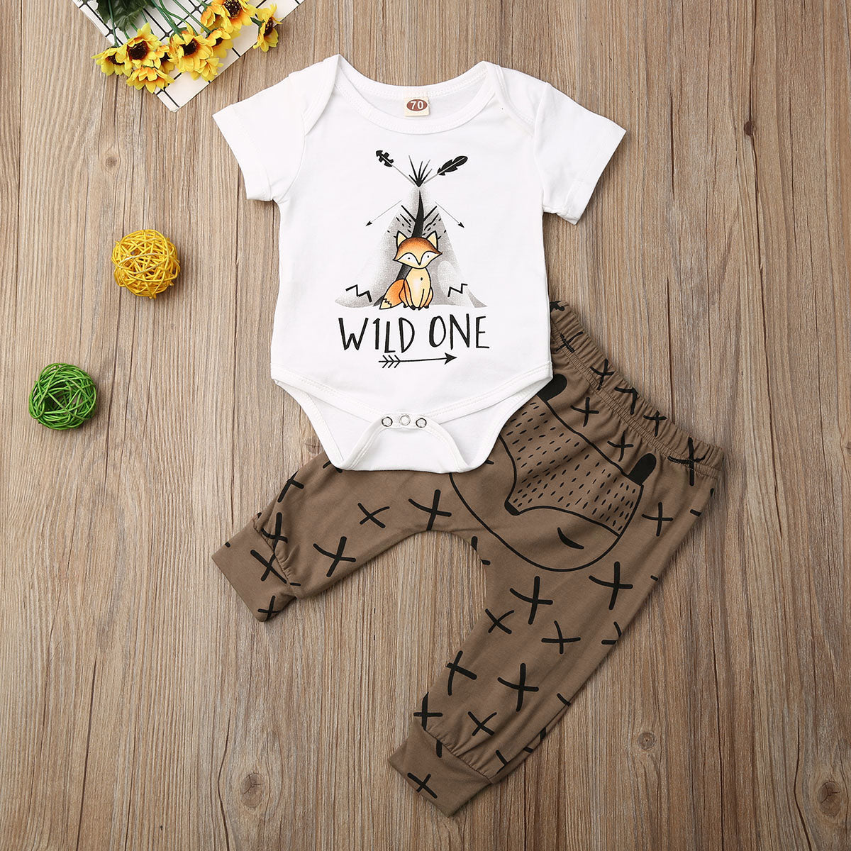 Baby Girls / Boys “Wild One” Bodysuit & Trousers Set (Age 3M-18M)