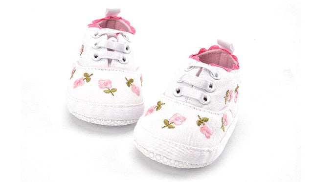 Baby Floral Embroidered Trainers (Age Newborn - 18m) White