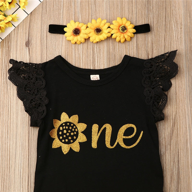 Baby Girls Sunflower Bodysuit & Yellow Tutu Skirt (Age 6m-18m)