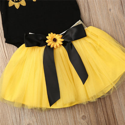 Baby Girls Sunflower Bodysuit & Yellow Tutu Skirt (Age 6m-18m)