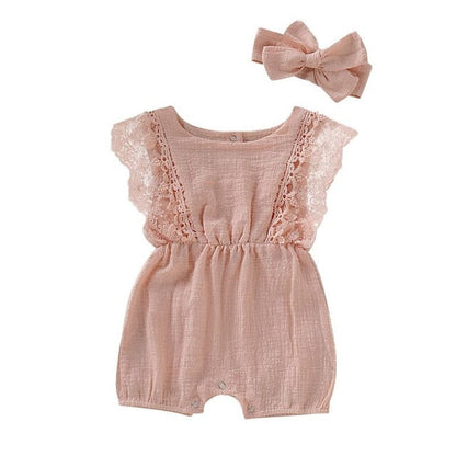 Baby Girls Romper & Headband (Age 3m-24m) Pink