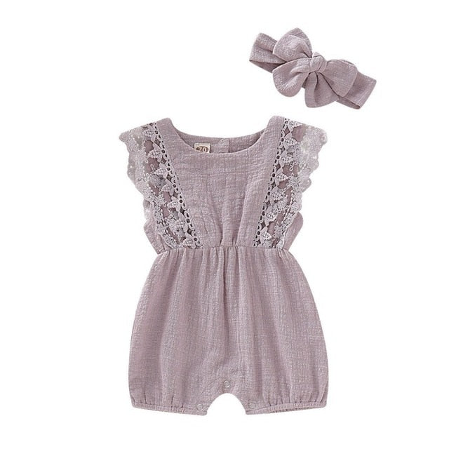 Baby Girls Romper & Headband (Age 3m-24m) Lilac