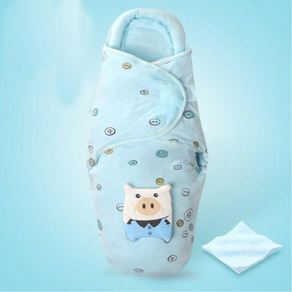 Baby Warm Swaddle Wrap Receiving Blanket Blue Pig