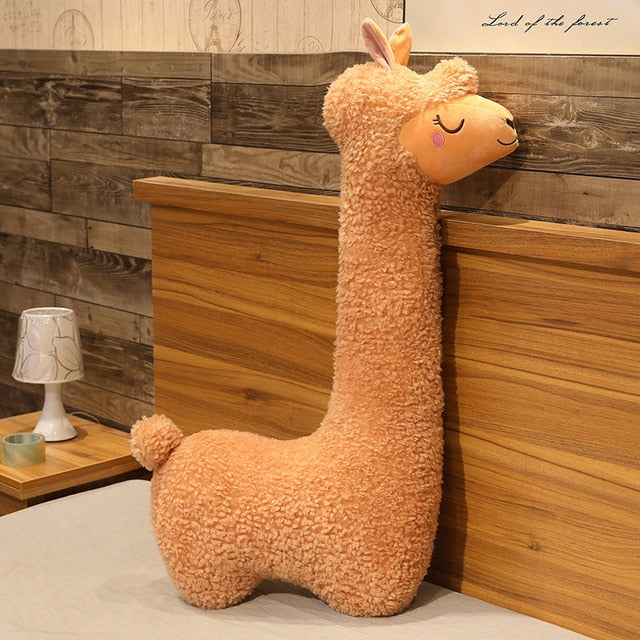 Large Plush Lama Stuffed Pillow Toy 75 - 130cm Brown