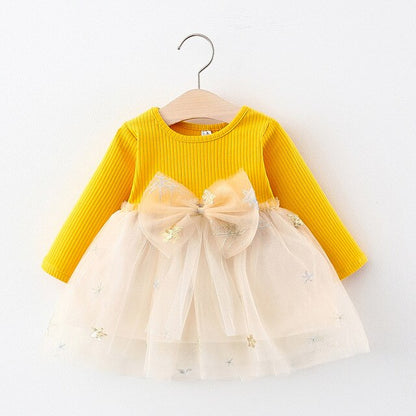 Baby Girls Long Sleeve Tulle Dress (Age 6-24m) Yellow