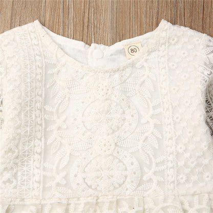 Baby Girls Long Sleeve Lace Romper Bodysuit (Age 6m-24m)