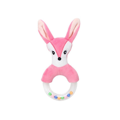 Baby Plush Rattle Teething Ring Toy Hot Pink