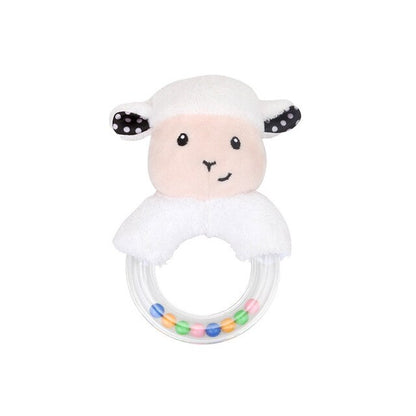 Baby Plush Rattle Teething Ring Toy White