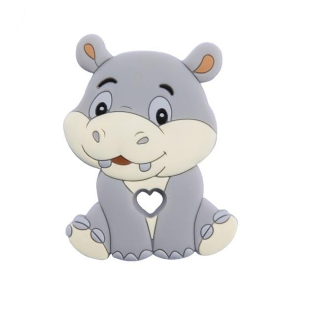 Baby Teething Silicone Teether BFA FREE gray hippo